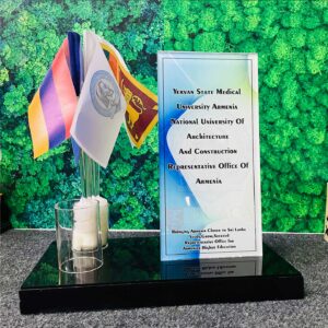 office table flag with awards