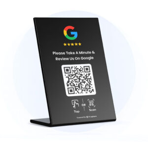 google review scan stand plate