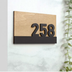 Modern Wood Room Number Sign: Acrylic Hotel Door Signage